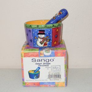 Sango Sweet Shoppe Christmas 2 Pc Dip Mix Spreader Knife Dish Set New In Box